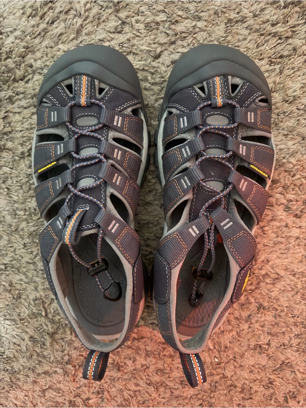 Keen Men's Gray Outdoor Water Sandals with Orange Accent